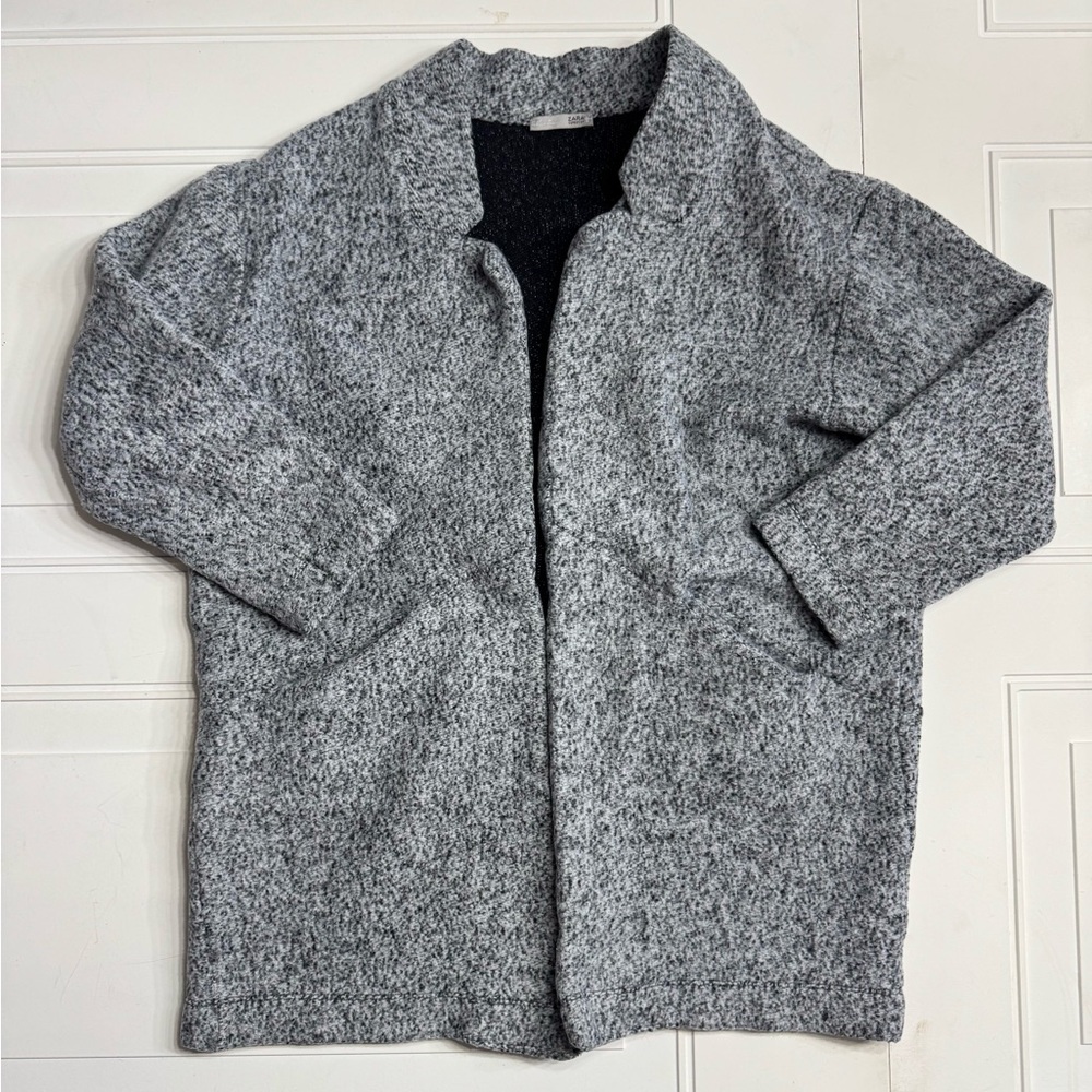 Zara Collection Marled Gray Blazer Jacket Heathered Size 8 Open Front